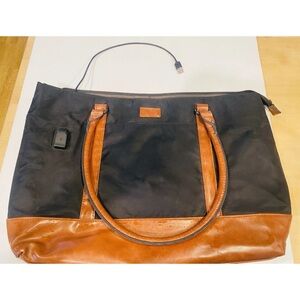 Relavel Women's Laptop Tote Bag 15.6" with USB Charging Port, Black/Brown